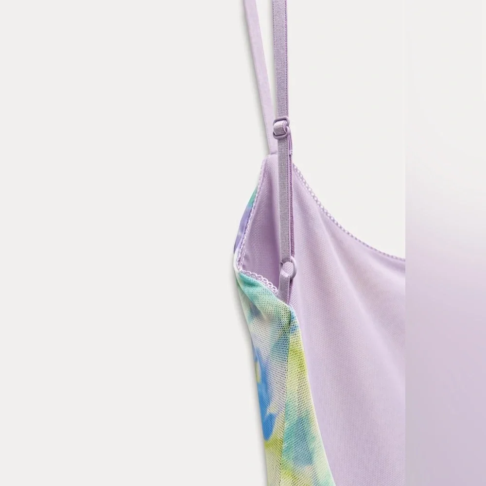 Zara Printed Tulle Midi Dress with Bow M - Picture 6 of 6